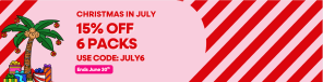 Christmas in July 15% off 6 packs